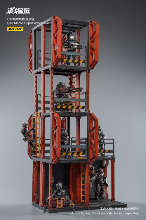 Joy Toy brings even more incredibly detailed 1/18 scale dioramas to life with this mecha depot observation tower diorama! JoyToy set includes flooring, upper and lower levels, and railings.