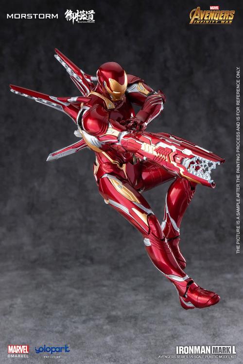 Build your own Eastern Model Morstorm Iron Man MK50 suit with this 1/9 scale model kit from Yolopark. This impressive model kit features a deep variety of option to customize Iron Man with and in high detail as well. 