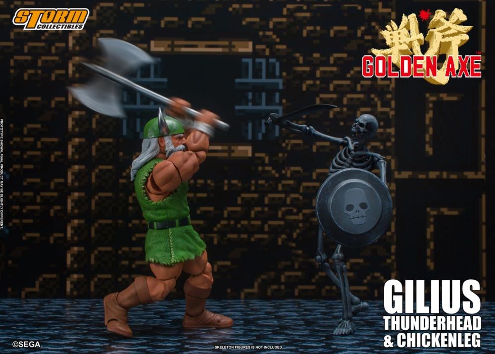 Gilius Thunderhead the axe wielding dwarf, who serves as one of the main protagonists in the Golden Axe franchise is coming to Storm Collectibles! Despite his age and stature, he is one of the original warriors to rise up against Death Adder and is highly capable of commandeering a Chicken Leg monster into battle. Other figures not included
