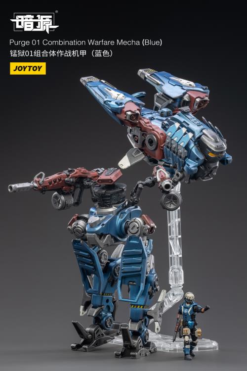 Joy Toy Dark Source Purge 01 Combination Warfare Mecha (Blue Vers.) 1/25 Scale Figure. JoyToy military vehicle series continues with the Purge 01 Combination Warfare Mecha and pilot figure!