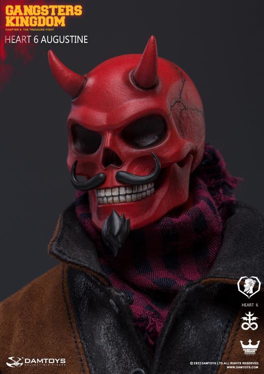 From the Gangsters Kingdom line comes Hearts 6 Augustine, an articulated Damtoys action figure with a unique red skull design! With a range of interchangeable parts, you can configure endless, dicey, crime-filled scenes! This 1/6 scale detailed figure and parts set is the perfect addition to any collection.