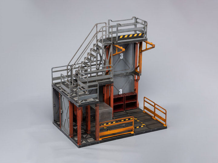 Joy Toy brings even more incredibly detailed 1/18 scale dioramas to life with this mecha depot testing area diorama! JoyToy set includes flooring, a lower deck room, railings, and a staircase.