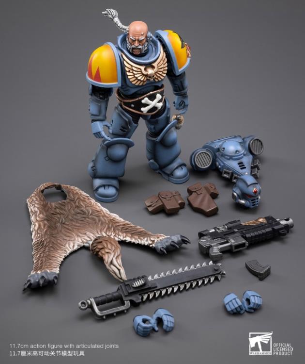 From the Joy Toy Warhammer 40K series comes a 1/18 scale figure of Space Wolves Brother Gunnar. Each JoyToy Space Wolves figure includes multiple weapons and accessories for a wide variety of display options.