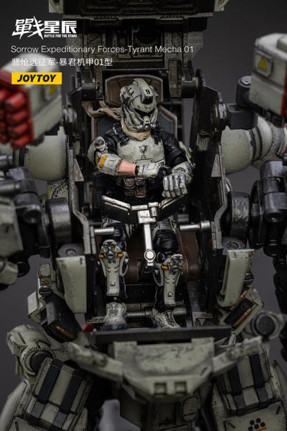 Joy Toy's military vehicle series continues with the Tyrant Mecha 01 and pilot figures! JoyToy 1/18 scale articulated military mech and pilot features intricate details on a small scale and comes with equally-sized weapons and accessories.