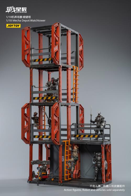 Joy Toy brings even more incredibly detailed 1/18 scale dioramas to life with this mecha depot observation tower diorama! JoyToy set includes flooring, upper and lower levels, and railings.