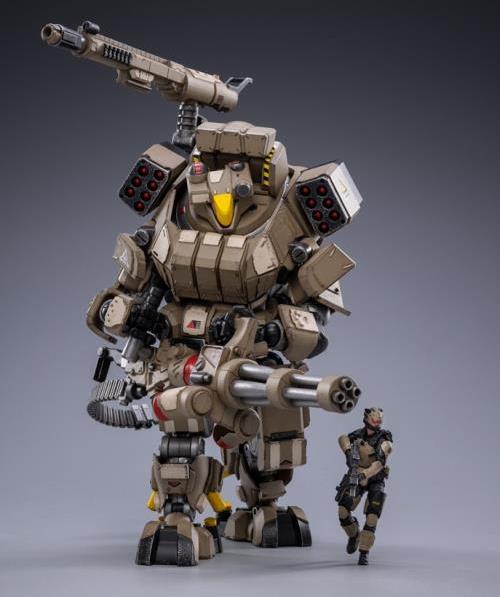 Joy Toy's military vehicle series continues with the Iron Wrecker 04 Heavy Firepower Mecha and pilot figure! Each 1/25 scale articulated military mech and pilot features intricate details on a small scale and comes with equally-sized weapons and accessories.