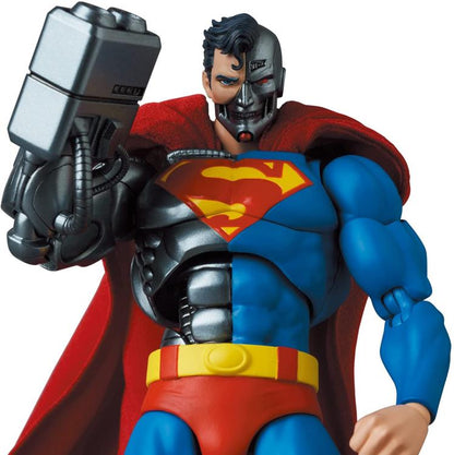 Based on the Return of Superman storyline, the MAFEX Cyborg Superman is a highly detailed action figure. Cyborg Superman features a high level of articulation for acting out all of your favorite scenes, along with a fabric cape, multiple hands, with blaster and blast effect part!