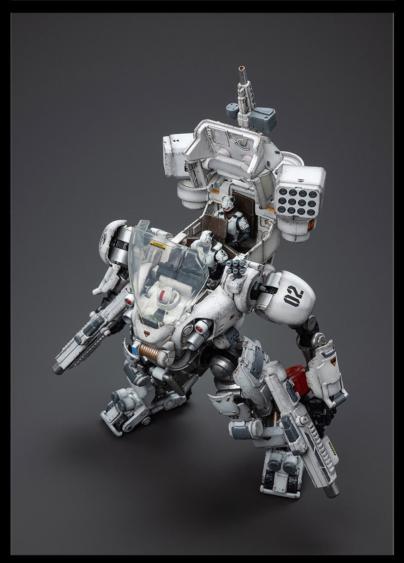Joy Toy's military vehicle series continues with the Tiekui Dual Pilot Mecha and pilot figures! Each 1/25 scale articulated military mech and pilot features intricate details on a small scale and comes with equally-sized weapons and accessories.