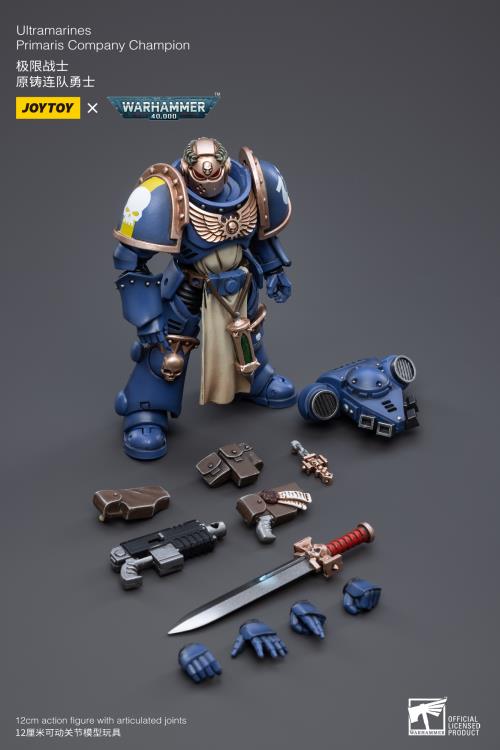 Space Marine Chapters in the Imperium of Man, JoyToy brings the Ultramarines Primaris Company from Warhammer 40k to life with this new series of 1/18 scale figures. Joy Toy figure includes interchangeable hands and weapon accessories and stands between 4″ and 6″ tall. Add this champion to your Warhammer 40K collection!