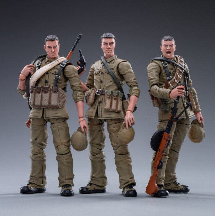 From Joy Toy, these Chinese People’s Volunteer Army figures spring uniform are incredibly detailed in the 1/18 scale. Each JoyToy figure is highly articulated and includes weapon accessories as well as several pieces of removable gear.