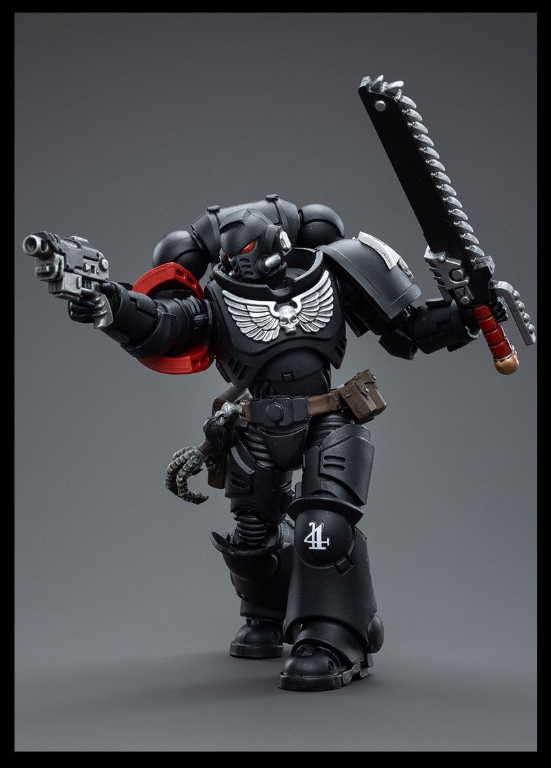 Joy Toy brings Raven Guard Intercessors from Warhammer 40k to life with this new series of 1/18 scale figures! Each figure typically includes interchangeable hands and weapon accessories and stands between 4" and 6" tall.