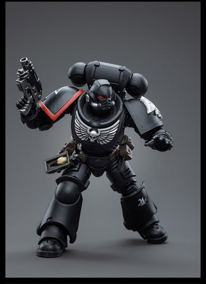 Joy Toy brings Raven Guard Intercessors from Warhammer 40k to life with this new series of 1/18 scale figures! Each figure typically includes interchangeable hands and weapon accessories and stands between 4" and 6" tall.