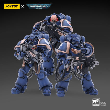 Joy Toy The most elite of the Space Marine Chapters in the Imperium of Man, Joy Toy brings the Ultramarines from Warhammer 40k to life with this new series of 1/18 scale figures. JoyToy each figure includes exclusive heads, interchangeable hands and weapon accessories and stands between 4" and 6" tall.