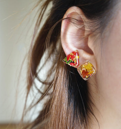 Four Seasons Handmade Pressed Flower Stud Earrings