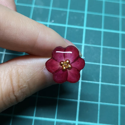 Red Rose handmade resin pressed multi flower stud/ clip-ons earrings, resin dried/ real flower jewelry with Hypoallergenic S925 Sterling Silver 