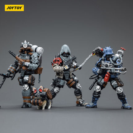 Joy Toy brings Battle for the stars Wasteland Scavengers 1/18 scale figures. JoyToy each figure includes interchangeable hands and weapon accessories and stands between 4" and 6" tall.