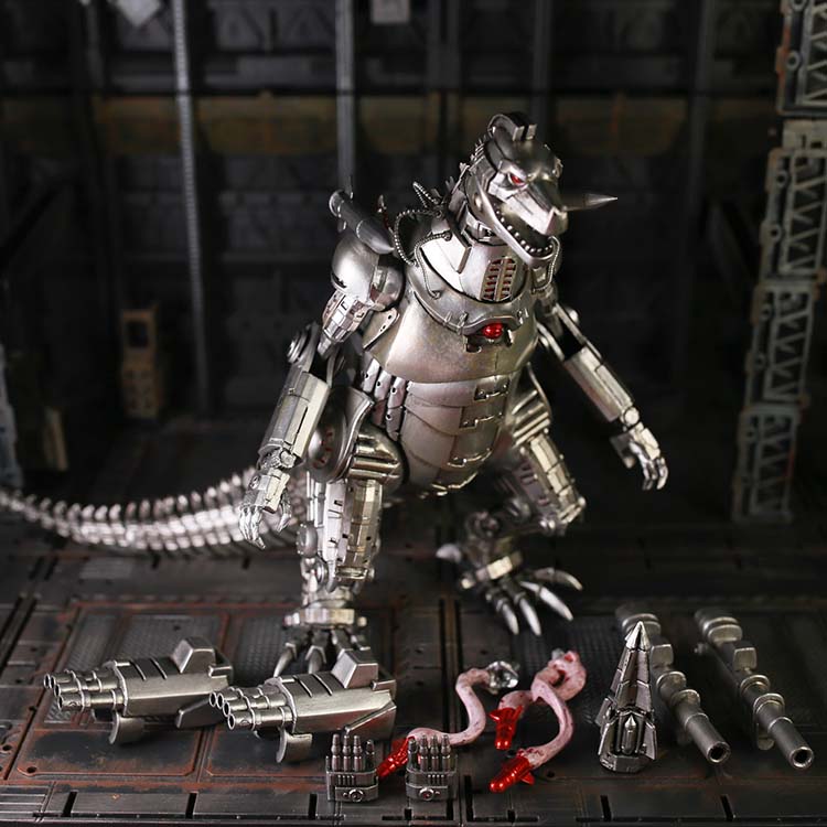 Mecha Dinosaur/ Mechanical Tyrannosaurus/ Kaiju/ Giant Lizard Monster- Ready Player One. Material: PVC+ABS material (no metal components). Size: 20cm tall, 25cm length