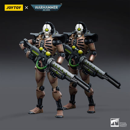 Joy Toy brings the Necrons from Warhammer 40k to life with this new series of 1/18 scale figures. JoyToy each figure includes interchangeable hands and weapon accessories and stands between 4" and 6" tall.