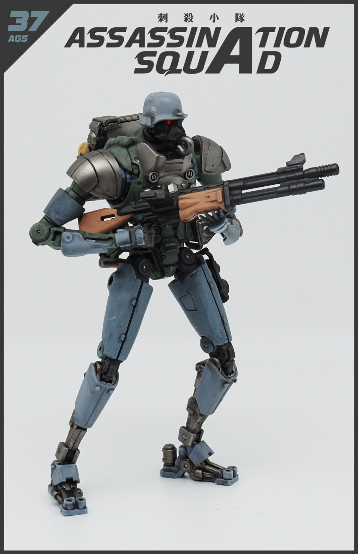 A new generation of 1/12 superalloy mecha by ToysComic! This Forging Soul AGS-37 Assassination Squad Signaler Vulture comes armed with various weapons and accessories.