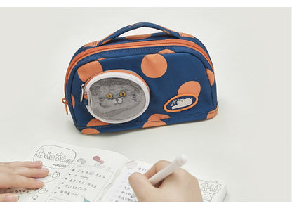 Cute Blue Cat Pencil Stationary Case/ Bag with Fluffy Cat Accessory for school/ kids/ girls, suitable for school or casual 