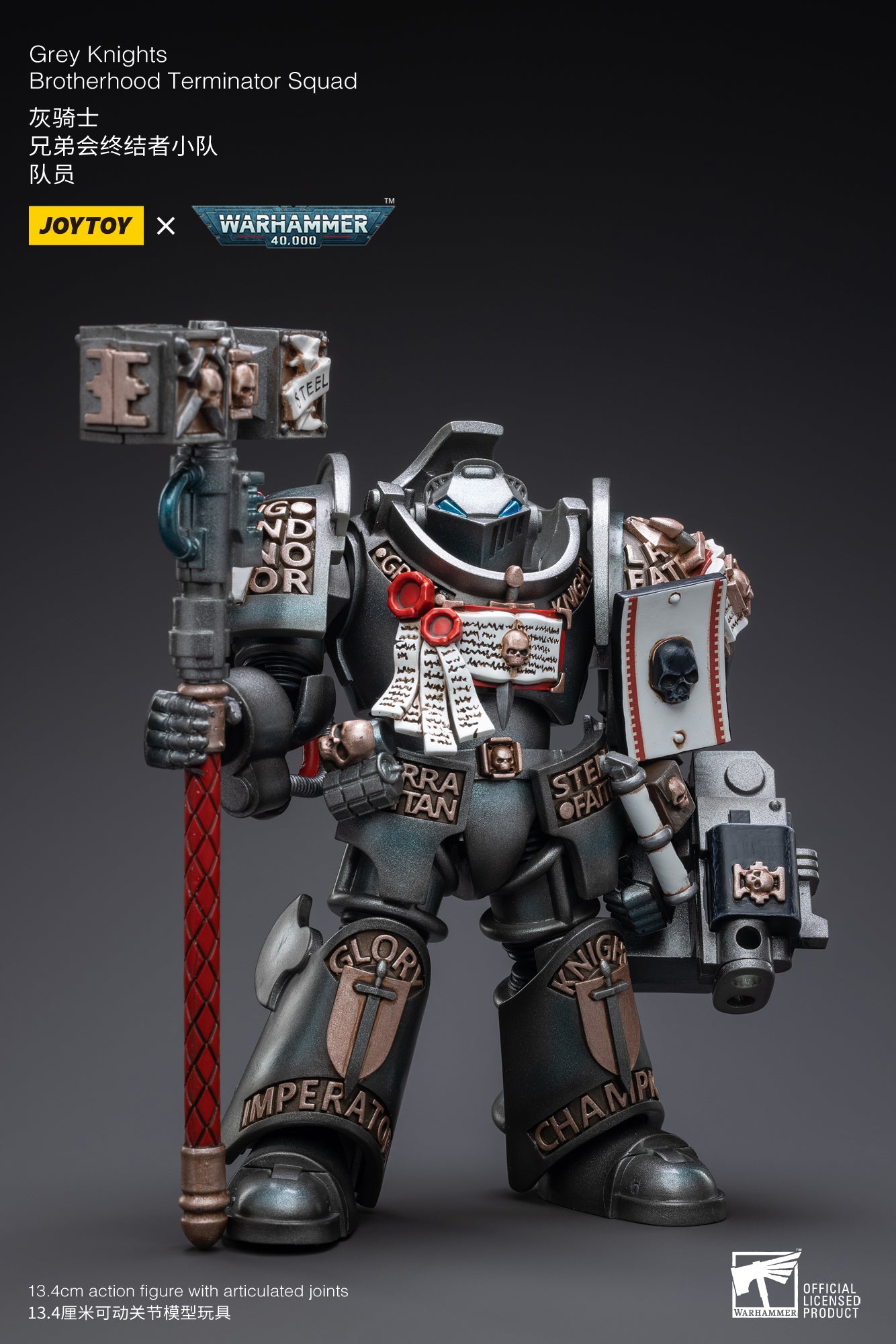 Joy Toy Bring in the Grey Knights Brotherhood Terminator Squad to come help out your Joy Toy Warhammer 40K collection. This JoyToy set of 4 includes Captain, Flagman, Paladin and Team member. 