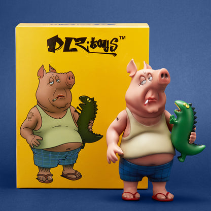 funny statue of Mr. Pig collecting dinosaur kaiju giant lizard monster figure  Brand: DLZTOYS  Material: PVC  Height: 17cm