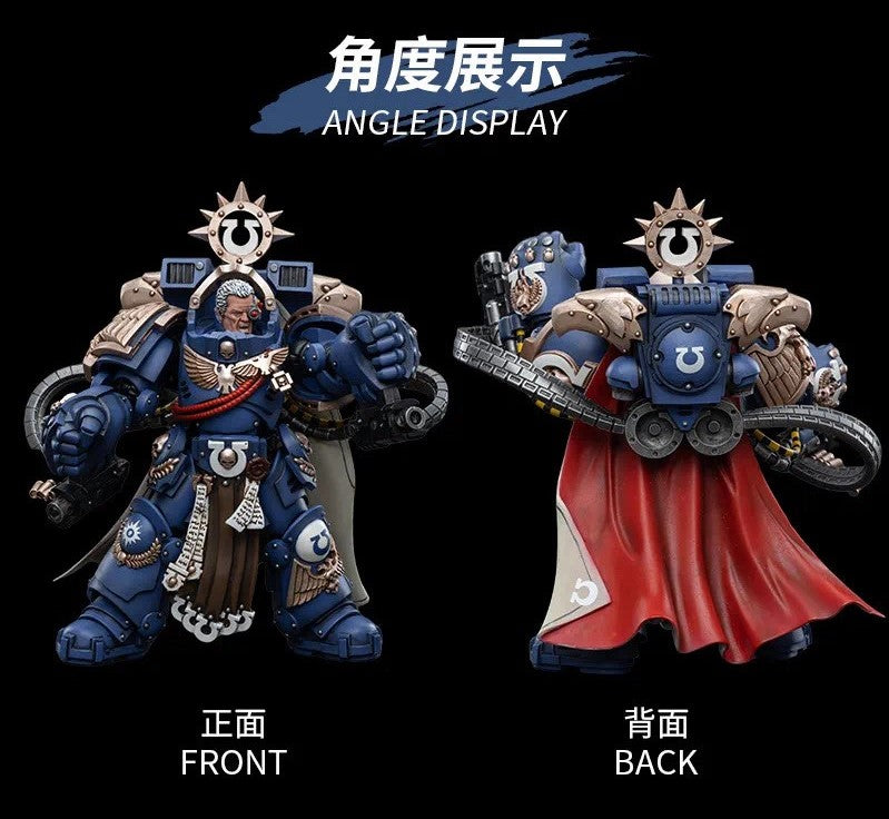 Joy Toy brings the Ultramarines Chapter Master from Warhammer 40k to life with this new series of 1/18 scale figures. JoyToy includes interchangeable hands and weapon accessories and stands between 4" and 6" tall.