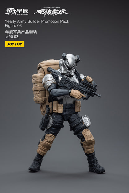 Joy Toy's Battle for the Stars figure series continues with the  Yearly Army Builder Promotion Pack! Each JoyToy 1/18 scale articulated figure features intricate details on a small scale and come with equally-sized accessories.