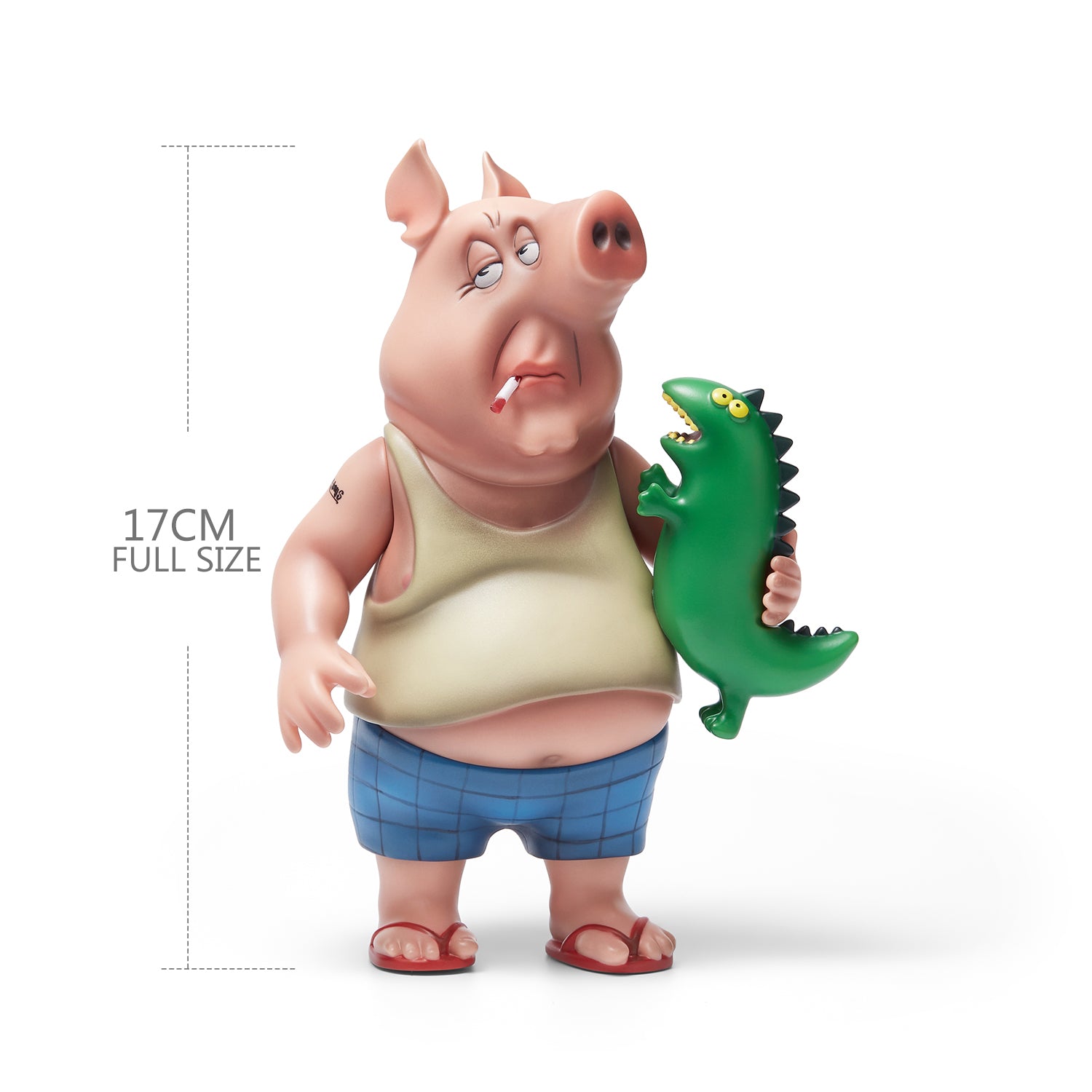 funny statue of Mr. Pig collecting dinosaur kaiju giant lizard monster figure  Brand: DLZTOYS  Material: PVC  Height: 17cm
