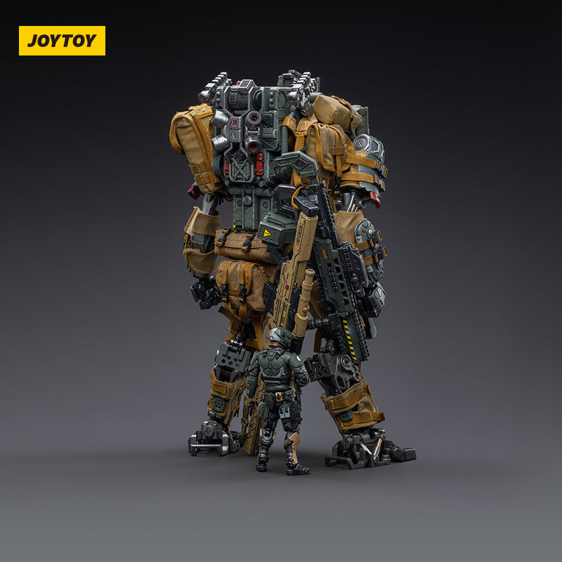 Joy Toy Battle for the Stars FEAR VI (Heavy Assault) With Pilot 1/18 Scale Figure and New Modular Mecha Depot Diorama system/ Maintenance area. JoyToy, each 1/18 scale articulated military mech and pilot features intricate details on a small scale and comes with equally-sized weapons and accessories.