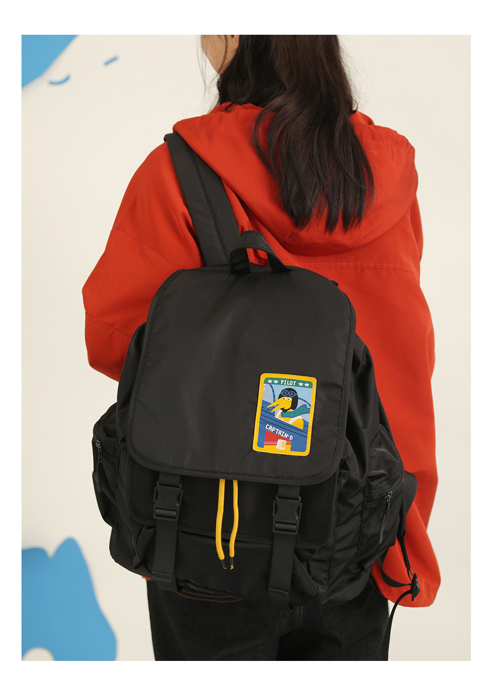 Casual Cute Big Dinosaur Pilot Colour Block Backpack