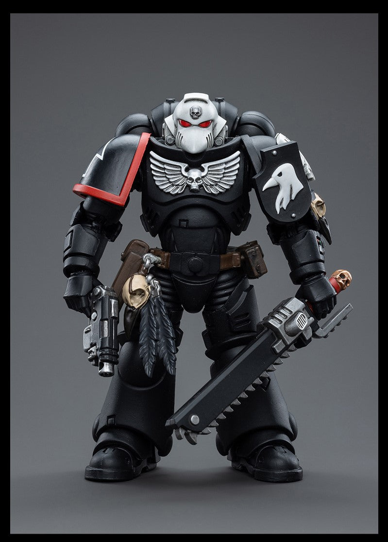 Joy Toy brings Raven Guard Intercessors from Warhammer 40k to life with this new series of 1/18 scale figures! Each figure typically includes interchangeable hands and weapon accessories and stands between 4" and 6" tall.