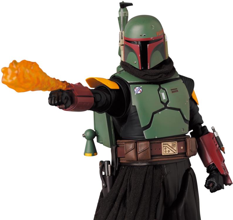 Boba Fett once again joins the MAFEX line. This time from his appearance from The Mandalorian! Boba features premium detail and articulation and includes several weapons and accessories for a wide variety of display options.
