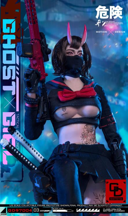 Add to your 1/6 scale collection with this unique GD Toys Tactical Oni Concepts Ghost Girl action figure. She is presented in 1/6 scale and features futuristic tactical attire. Ghost Girl includes several weapons and accessories to add endless display options.