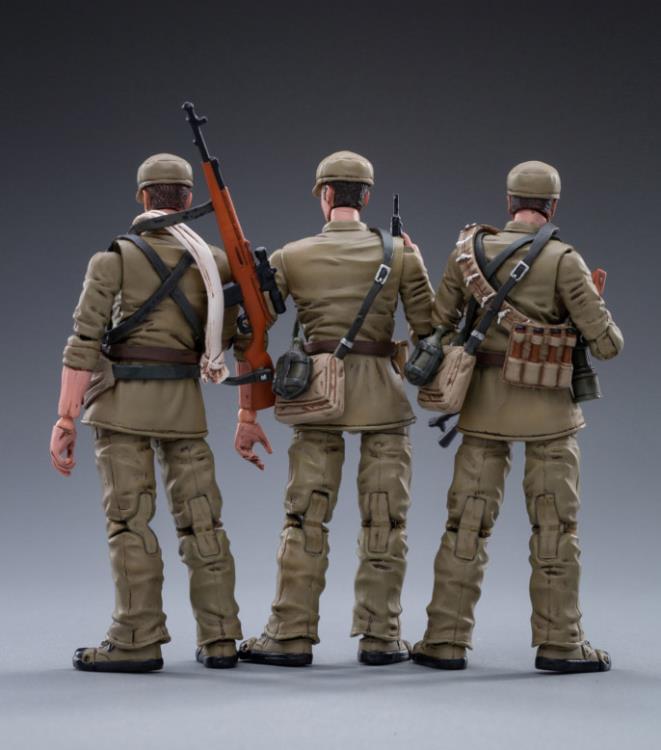 From Joy Toy, these Chinese People’s Volunteer Army figures spring uniform are incredibly detailed in the 1/18 scale. Each JoyToy figure is highly articulated and includes weapon accessories as well as several pieces of removable gear.