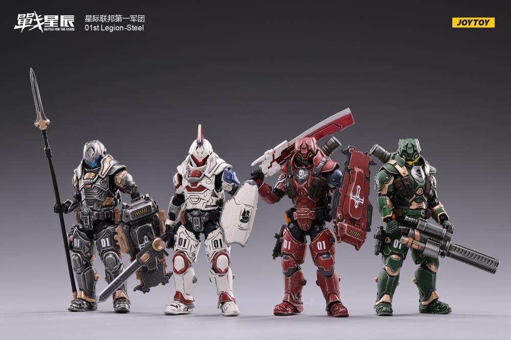 Joy Toy Battle for the Stars 01st Legion Steel set of figures is incredibly detailed in 1/18 scale. JoyToy, each figure is highly articulated and includes weapon accessories.