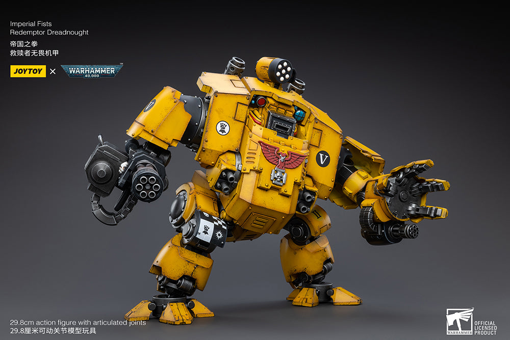 Joy Toy Warhammer 40K Imperial Fists Redemptor Dreadnought 1/18 Scale Figure. Redemptor dreadnoughts are more advanced than other dreadnoughts, using more powerful technology. JoyToy More powerful and more agile than the average dreadnought, these creations can change the tide of battle as soon as they're deployed. 