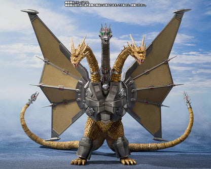Mecha King Ghidorah die-cast action figure. S.H.MonsterArts/ Bandai Spirits/ Tamashii Nations. Giant Monster/ Dinosuars/ Kaiju/ Godzilla vs King Ghidorah series. 