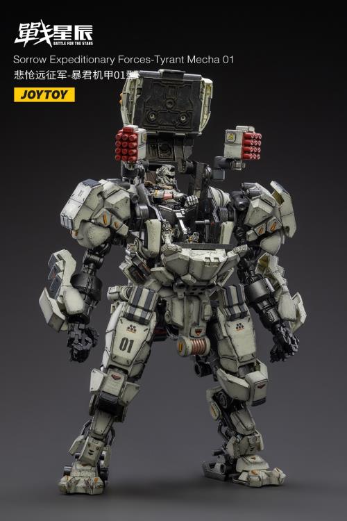 Joy Toy's military vehicle series continues with the Tyrant Mecha 01 and pilot figures! JoyToy 1/18 scale articulated military mech and pilot features intricate details on a small scale and comes with equally-sized weapons and accessories.