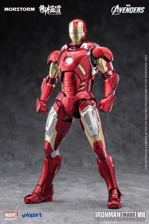 The Avengers, comes a new model kit of the Iron Man Mark VII suit! This Eastern Model Mostorm Marvel model kit features a deep variety of option to customize Iron Man with and in high detail as well. 