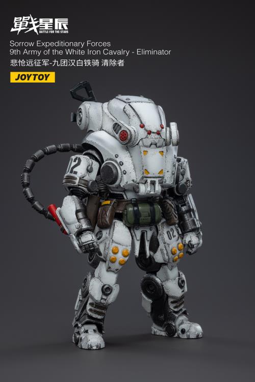 Joy Toy Battle for the Stars Sorrow Expeditionary Forces Iron Cavalry action figure is incredibly detailed in 1/18 scale. JoyToy figure is highly articulated and includes weapon accessories as well as interchangeable hands.