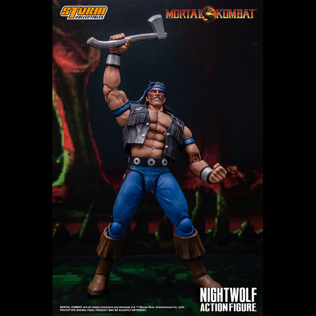 NIGHTWOLF is one of few Earthrealm mortals with a strong connection to the spirit world. A powerful Native American shaman, he is guided by the empyrean forces and communes with divine beings such as Haokah, known to the East as Raiden. Nightwolf's devotion allows the Spirits to work through him, granting him unnatural long life and ethereal weapons to kombat the darkness that threatens mortalkind.