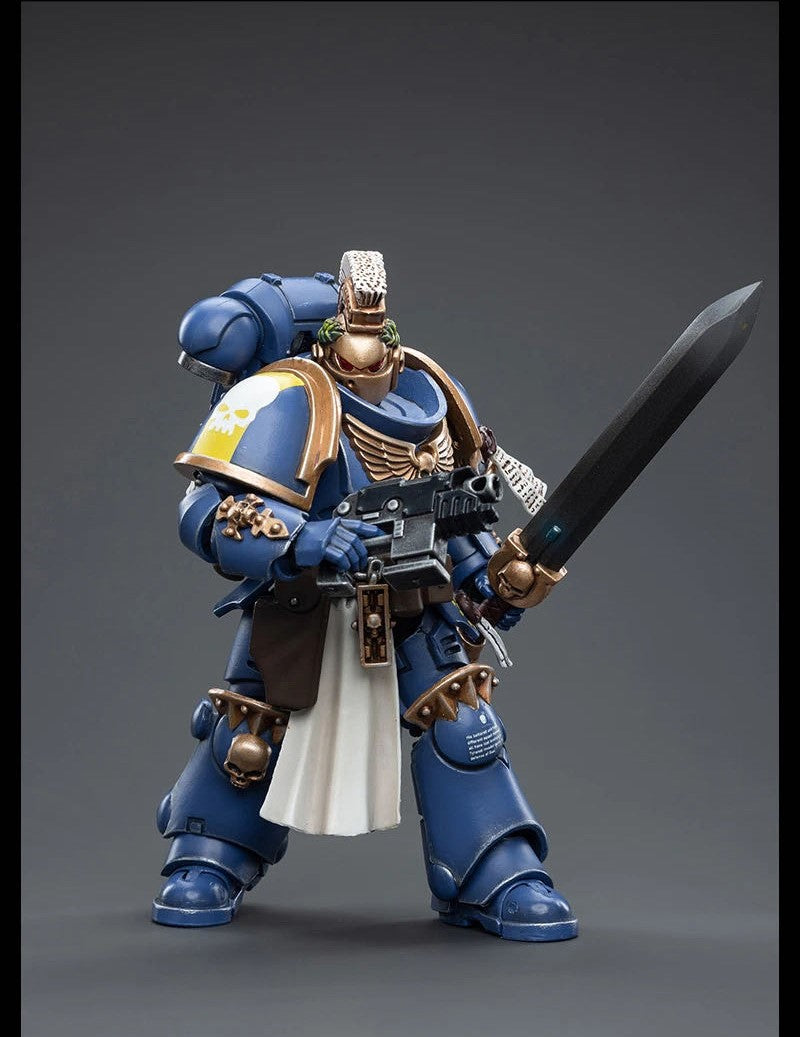 Joy Toy brings the Ultramarines, regarded as one of the strongest Space Marine Chapters, from Warhammer 40k to life with this new series of 1/18 scale figures! Highly disciplined and courageous warriors, the Ultramarines have remained true to the teachings of their Primarch Roboute Guilliman for 10,000 standard years. Each figure typically includes interchangeable hands and weapon accessories and stands between 4" and 6" tall.