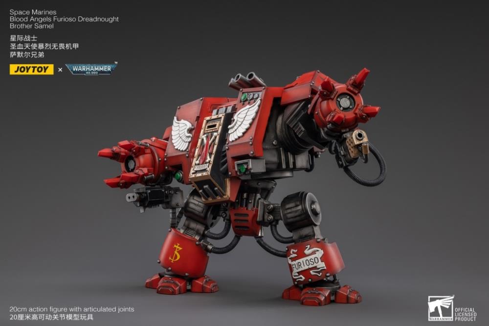 Joy Toy brings the Blood Angels from Warhammer 40k to life with this new series of 1/18 scale figures.  Each JoyToy figure includes interchangeable hands and weapon accessories and stands between 4″ and 6″ tall.