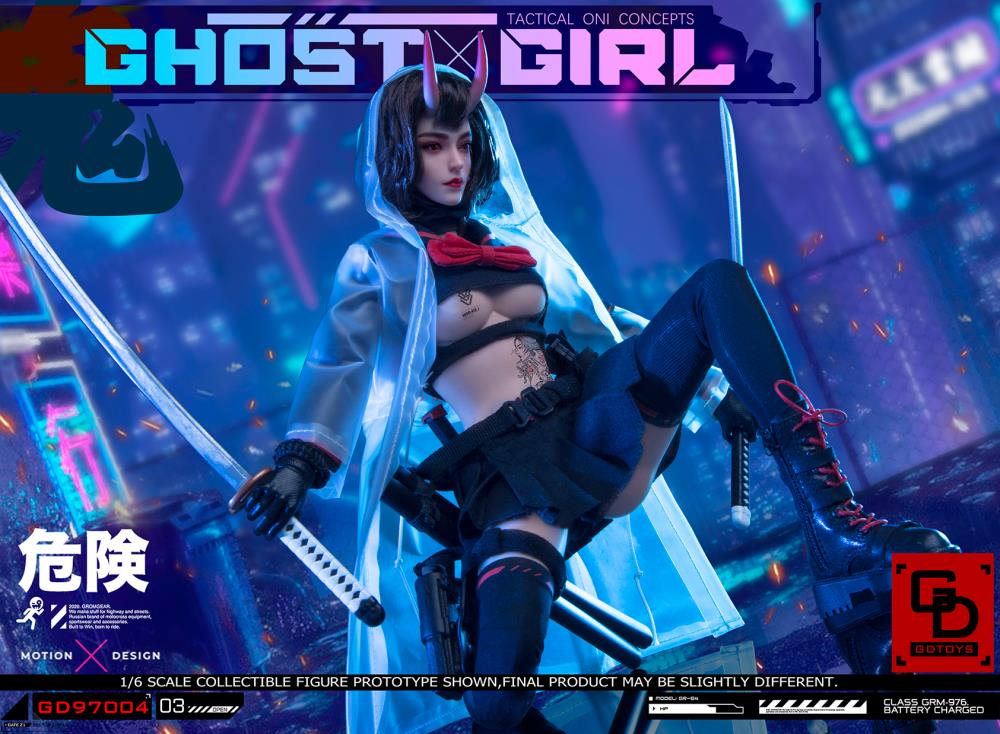 Add to your 1/6 scale collection with this unique GD Toys Tactical Oni Concepts Ghost Girl action figure. She is presented in 1/6 scale and features futuristic tactical attire. Ghost Girl includes several weapons and accessories to add endless display options.