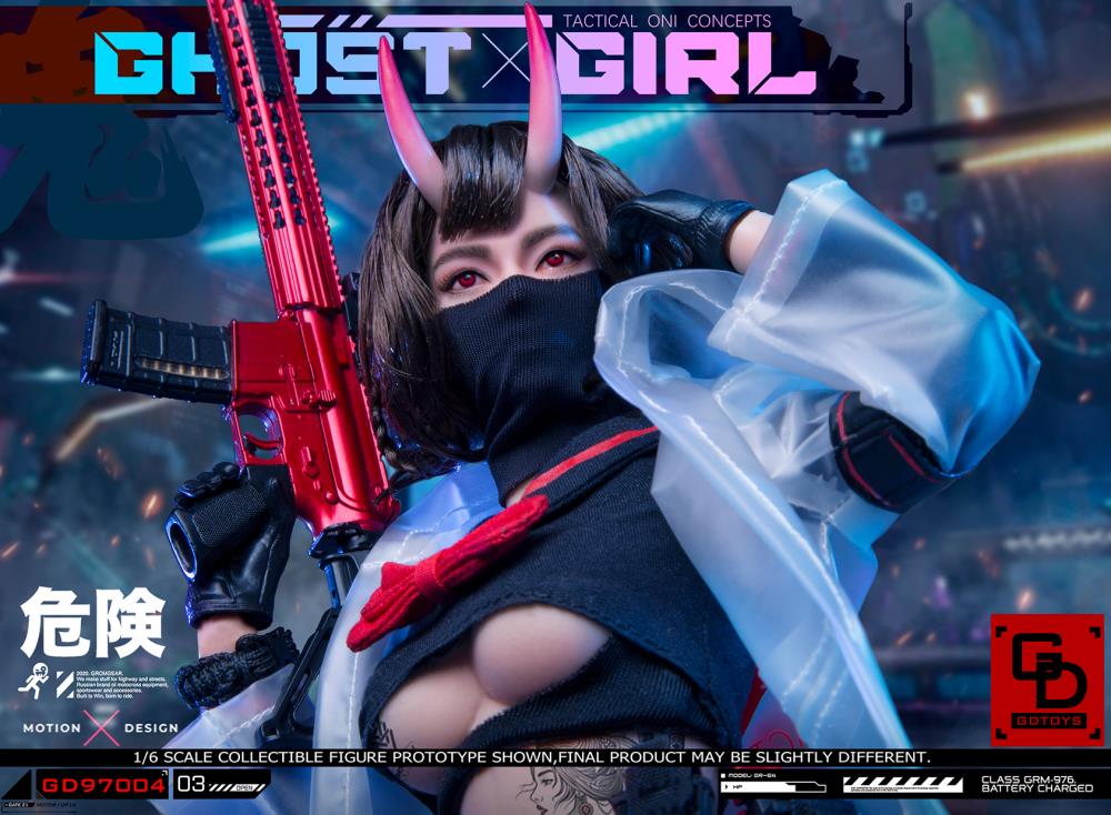 Add to your 1/6 scale collection with this unique GD Toys Tactical Oni Concepts Ghost Girl action figure. She is presented in 1/6 scale and features futuristic tactical attire. Ghost Girl includes several weapons and accessories to add endless display options.