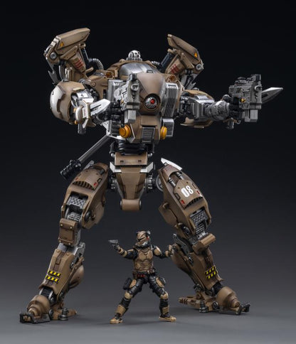 Joy Toy's military vehicle series continues with the Xingtian Mecha and pilot figures! Each 1/18 scale articulated military mech and pilot features intricate details on a small scale and comes with equally-sized weapons and accessories.