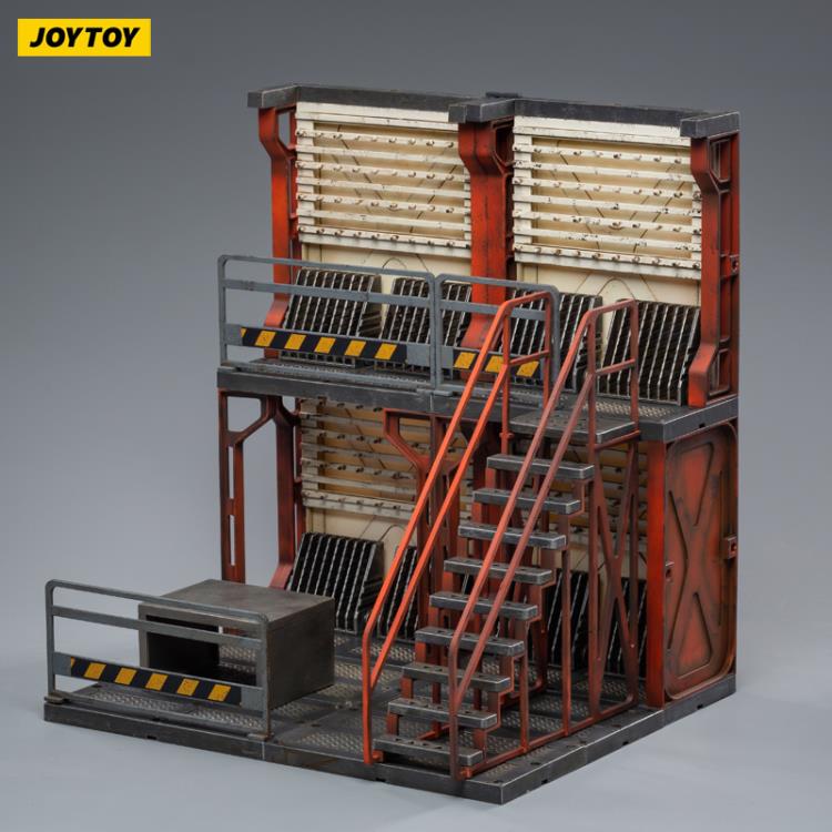 Joy Toy brings even more incredibly detailed 1/18 scale dioramas to life with this mecha depot weaponry diorama! This set includes flooring, a weapon-holding wall, and a staircase leading up to an upper railed walkway.