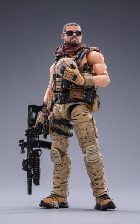 Joy Toy set of Mercenary Kahn, Mercenary Johnny, and Mercenary K figures is incredibly detailed in 1/18 scale. JoyToy, each figure is highly articulated and includes weapon accessories as well as several pieces of removable gear.