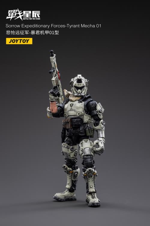 Joy Toy's military vehicle series continues with the Tyrant Mecha 01 and pilot figures! Each 1/18 scale articulated military mech and pilot features intricate details on a small scale and comes with equally-sized weapons and accessories.